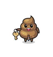 cute poop as a real estate agent mascot vector