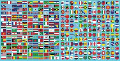 MEGA WORLD FLAG CIRCLE AND RACTANGLE  ICON DESIGN BUNDLE vector