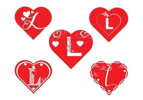 Logotipo de letra l con icono de amor, plantilla de diseño del día de San Valentín vector