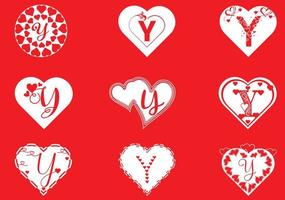 Y letter logo with love icon, valentines day design template vector