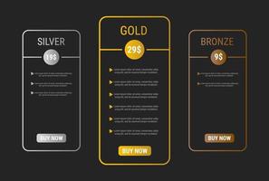 Pricing table template vector