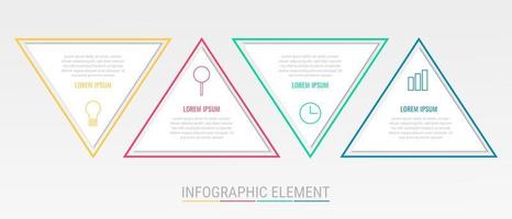 Pasos de infografía empresarial de forma de triángulo creativo, infografía de triángulo. vector