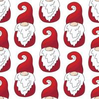 Christmas pattern with scandinavian gnomes in hand draw style vector