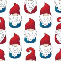 Christmas pattern with scandinavian gnomes in hand draw style vector