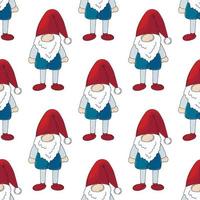 Christmas pattern with scandinavian gnomes in hand draw style vector