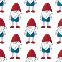 Christmas pattern with scandinavian gnomes in hand draw style vector