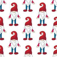 Christmas pattern with scandinavian gnomes in hand draw style vector