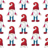 Christmas pattern with scandinavian gnomes in hand draw style vector