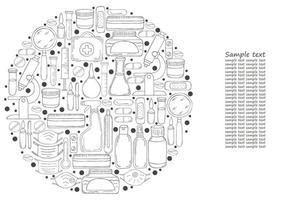 ilustraciones médicas monocromas. páginas para colorear, blanco y negro vector