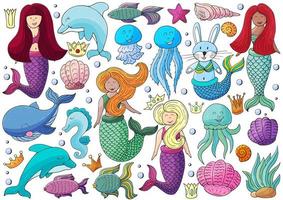 Set of illustrations on the marine theme vector
