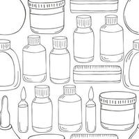 Monochrome medical seamless pattern. Coloring pages, black and white vector