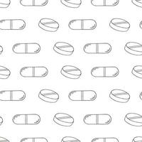 Monochrome medical seamless pattern. Coloring pages, black and white vector