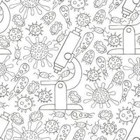 Monochrome medical seamless pattern. Coloring pages, black and white vector