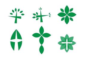 iconos de religión verde sobre blanco vector