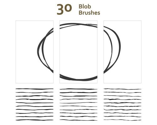 Set of 30 blob brushes for sketch, doodle, grunge, hand drawing. Created using AI CS6.