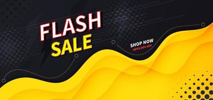 Flash sale banner design template offer shopping on  dark blue background. vector