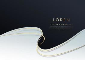 Fondo de lujo abstracto blanco y azul 3d superpuesto con curva de líneas doradas. estilo de lujo. vector