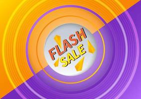 Flash sale banner design template offer shopping on  orange and purple background. vector