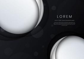 Abstract white circle overlapping with shadow on black background with copy space for text. vector