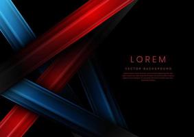 Abstract red and blue gradient geometric diagonal overlapping on black background with copy space for text. vector