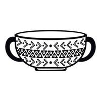 Simple black icon Ceramic bowl with handles and scandinavian pattern vector