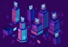 Smart city isometric architecture concept vector