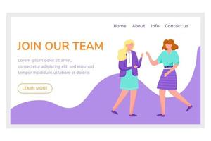 Join our team landing page vector template. Employee recruitment website interface idea with flat illustrations. Employment concept homepage layout. Headhunting web banner, webpage cartoon concept