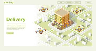 Smart air delivery isometric website template vector