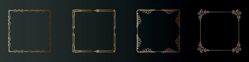 Modern arabic gold frames, decorative lines borders vector