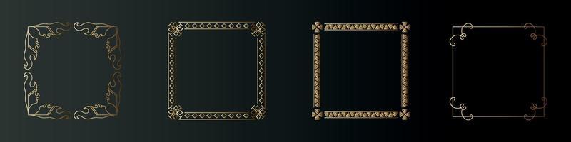 luxury gold floral label frame set vector