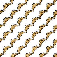 Seamless colored pattern with croissants. Doodle vector with croissants icons on white background.