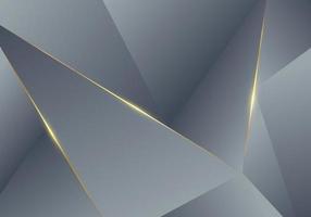 Abstract gray low polygonal pattern with shiny golden line background texture luxury style