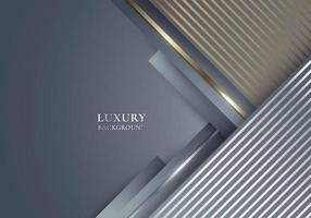 Abstract gray stripes triangles shapes with shiny golden and silver lines on grey background template luxury style vector