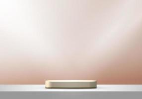 3D stage layered white, brown and beige color podium pedestal with lighting minimal scene vector