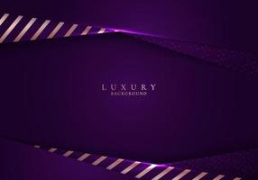 3D elegant template abstract background purple paper art layer with gold stripes pattern vector