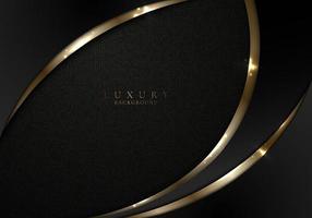 Abstract template elegant 3D black and gold curve with lighting on dark background luxury style vector