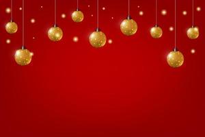 christmas ball with glitter on red background vector