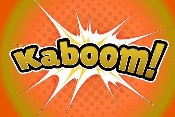 kaboom comic with dot halftone background