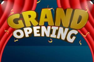 grand opening with confetti and red curtain copy space background vector