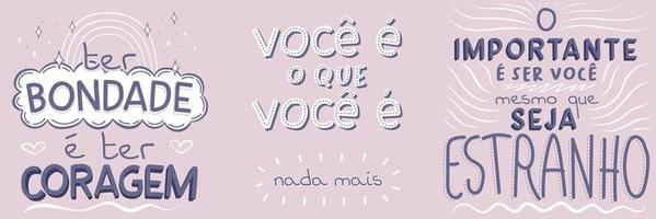 Three encouraging posters in Brazilian Portuguese. vector