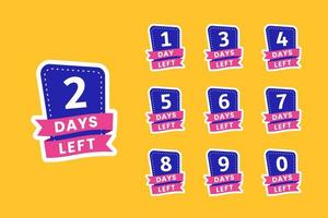 Flashing stickers numbers of days left. Perfect for announcements and marketing. vector