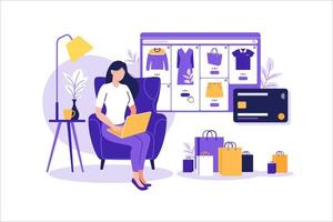 mujeres comprando en línea en el teléfono móvil. plantillas de aplicaciones móviles, ilustración vectorial. diseño plano minorista. pago de la tienda online. tarjetas de crédito bancarias. carteras de teléfonos inteligentes, tecnología de pago digital. pago electrónico. vector