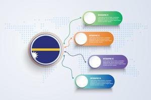 Bandera de Nauru con diseño infográfico aislado en el mapa mundial de puntos vector