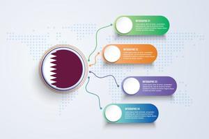 Qatar  Flag with Infographic Design isolated on Dot World map vector