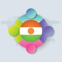 Niger Flag with Infographic Design isolated on World map vector