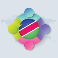 Namibia Flag with Infographic Design isolated on World map vector