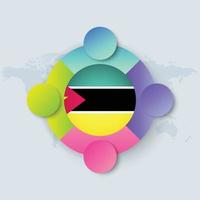 Mozambique Flag with Infographic Design isolated on World map vector