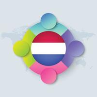 Netherlands Flag with Infographic Design isolated on World map vector