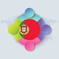 Portugal Flag with Infographic Design isolated on World map vector