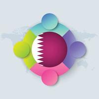 Qatar  Flag with Infographic Design isolated on World map vector